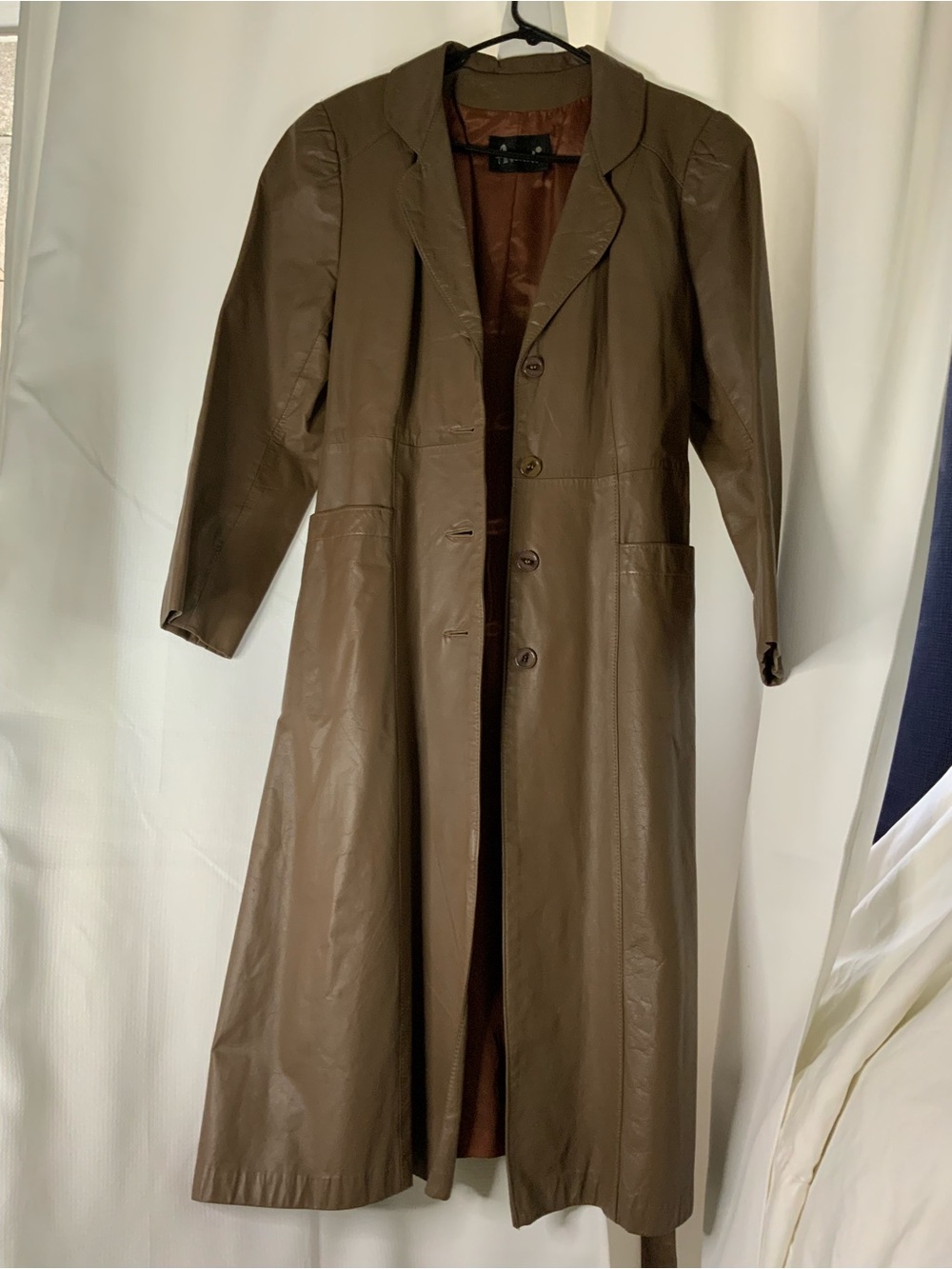 Avanti Brown Long Leather Trench Coat